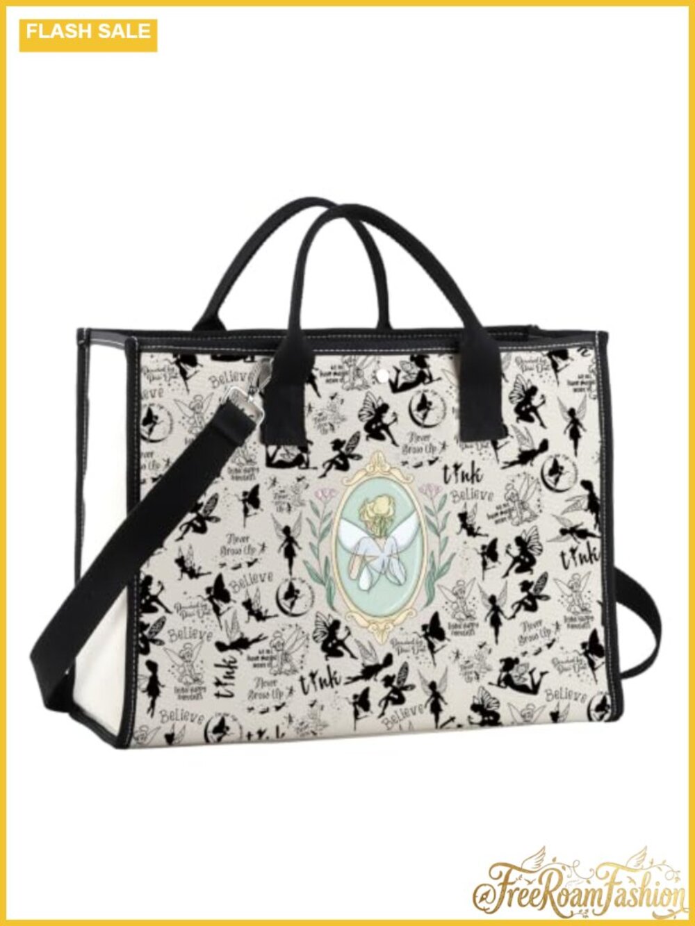 Canvas Tote Bag Cartoon Princess 3D Print Large Crossbody Shoulder Bag